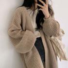 Chunky-knit Open Front Midi Cardigan
