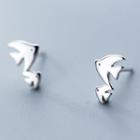 Fish 925 Sterling Silver Stud Earring 1 Pair - S925 Silver - One Size