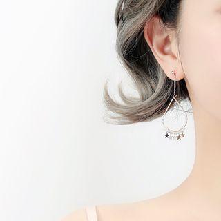925 Sterling Silver Star Drop Earring 1 Pair - Silver - One Size