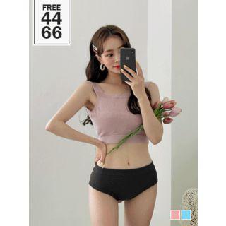Bikini Set: Tie-back Knit Top + Swim Bottom