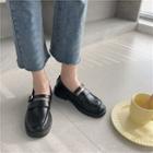 Plain Buckled Strap Loafers