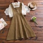 Inset Waffle Shirt A-line Dress