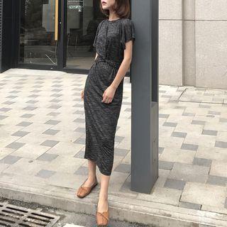 Short-sleeve Knotted Midi T-shirt Dress