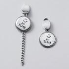 Non-matching Smiley Face Drop Earring 1 Pair - S925 Sterling Silver Earring - One Size