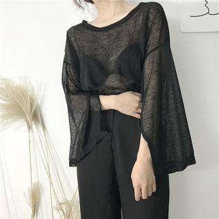 Slit-sleeve Plain Light Top