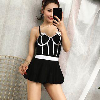 Bow Detail Contrast Trim Swimsuit