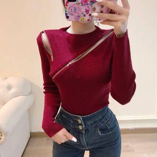 Zip Long-sleeve Knit Top