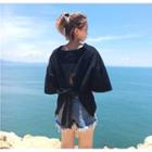 V-neck Sora Open-back Lace-up Strap Short-sleeve Top