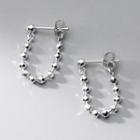 Beaded Ear Stud 1 Pair - S925 Silver Earrings - Silver - One Size