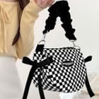 Check Canvas Shoulder Bag Black & White - One Size