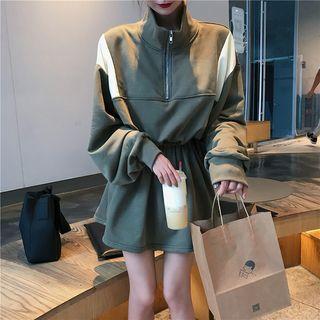 Drawstring Half Zip Pullover Dress