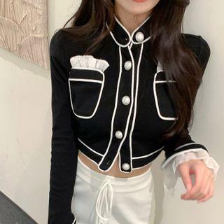 Black & White Panel Bell-sleeve Jacket