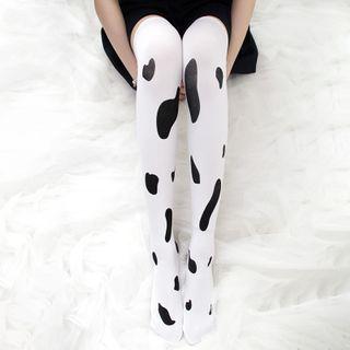 Printed Tights Black & White - One Size