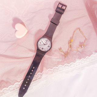 Set: Plain Strap Watch + Bangle