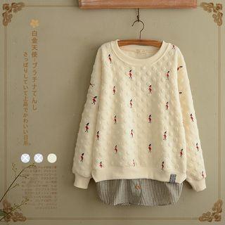 Mock Two-piece Printed Pullover