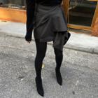 Drape-front Plaid Mini Wrap Skirt