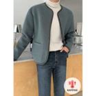 Piped Snap-button Napped Jacket