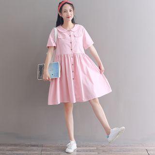 Short-sleeve Peter Pan Collar Shirt Dress
