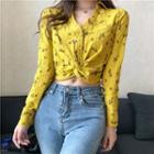Long-sleeve Floral Twisted Shirt
