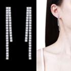 Rhinestone Fringed Earring 1 Pair - Sterling Silver Needle - Drop Earring - One Size