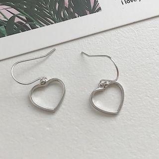 925 Sterling Silver Heart Dangle Earring 1 Pair - E038 - Silver - One Size