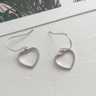 925 Sterling Silver Heart Dangle Earring 1 Pair - E038 - Silver - One Size