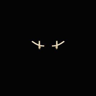 Rhinestone Cross Earring 1 Pair - Earring - Gold - One Size