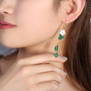 Flower Beaded Drop Earring / Clip-on Earring