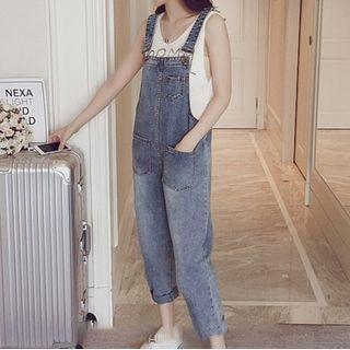 Plain Loose Fit Overalls