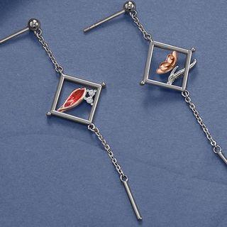 Asymmetrical Rhinestone Drop Earring 1 Pair - Non-matching Rhinestone Dangle Earring - One Size