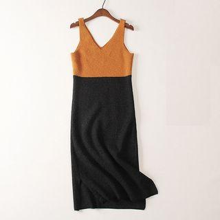 Sleeveless Color-block Knit Dress