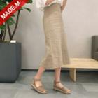 Slit-hem Zip-side Long Skirt