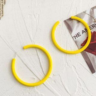 Plain Open Hoop Earring 1 Pair - Yellow - One Size