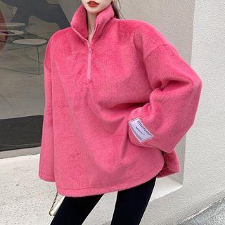 Half-zip Applique Chenille Sweatshirt