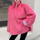 Half-zip Applique Chenille Sweatshirt