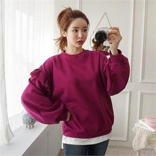 Brushed Fleece Lined Ruffle-trim Sweatshirt