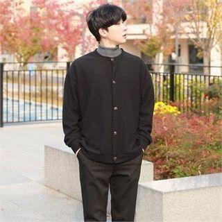 Crew-neck Buttoned Fleece Jacket