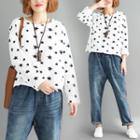 Long-sleeve Star Print Top As Shown In Figure - One Size