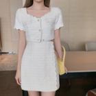 Scallop Trim Short-sleeve Blouse / Mini A-line Skirt