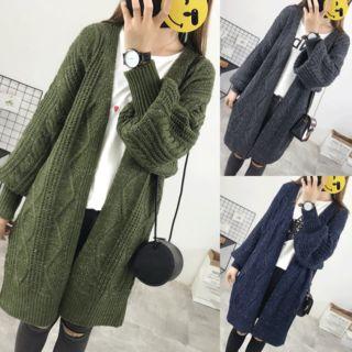 Balloon-sleeve Chunky Cardigan
