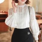 Balloon-sleeve Lined Lace Top