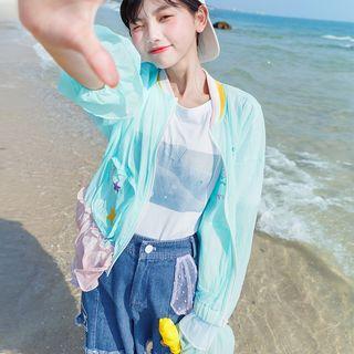 Print Ruffle Hem Light Jacket