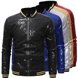 Sequined Zip Baseball Jacket