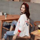 Strap Zip Printed Baseball Jacket