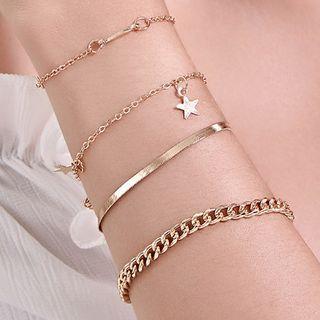 Set Of 4: Alloy Bracelet (assorted Designs) 01kc-3873 - Gold - One Size