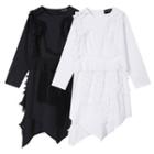 Fringed Long-sleeve Asymmetric A-line Dress