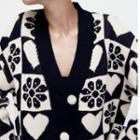 Two-tone Patterned Cardigan