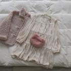 Crewneck Plain Bow A-line Dress Almond - One Size