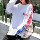 Striped Long-sleeve Lettering T-shirt