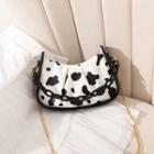 Cow Print Chained Crossbody Bag Black - One Size